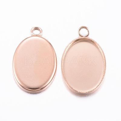 Ion Plating(IP) 304 Stainless Steel Pendant Cabochon Settings STAS-H383-12RG-1