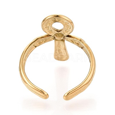Ankh Cross 304 Stainless Steel Open Cuff Ring Components Ion Plating(IP) STAS-N108-60G-1