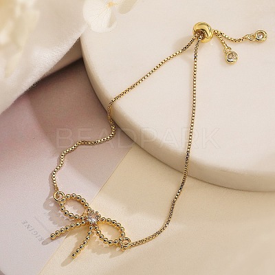Brass Micro Pave Cubic Zirconia Silder Bracelets for Women LS-BJEW-C070-01A-G-1