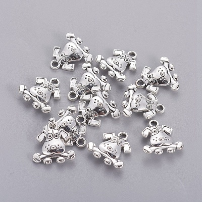 Tibetan Style Puppy Pendants X-TIBEP-R166-AS-LF-1