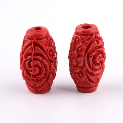 Carved Cinnabar Beads CARL-Q004-76B-1