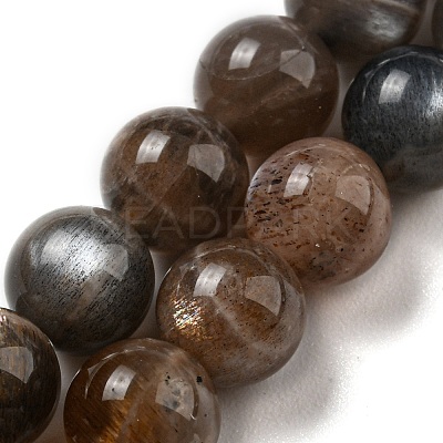 Natural Black Moonstone Beads Strands G-A219-A01-02-1