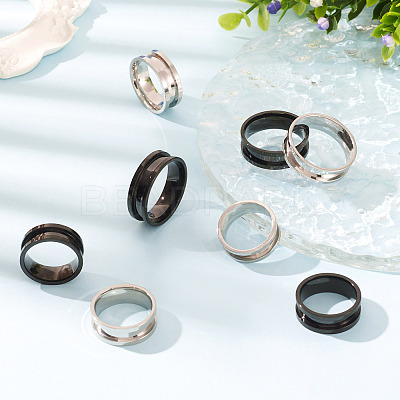 12Pcs 6 Styles 201 Stainless Steel Grooved Finger Ring Settings RJEW-TA0001-04P-1