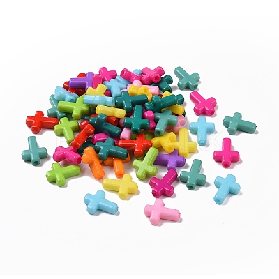 Mixed Color Chunky Acrylic Cross Beads X-SACR-436-M-1
