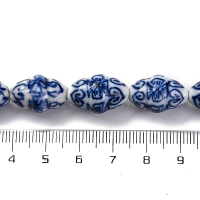 Handmade Blue and White Porcelain Beads Strands PORC-I027-08-1