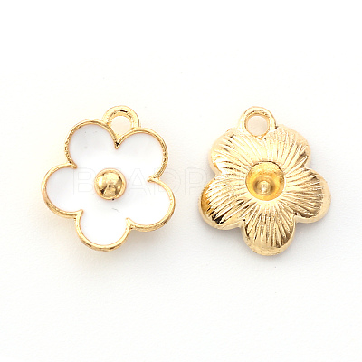 Light Gold Plated Alloy Enamel Pendants X-ENAM-R136-16-1