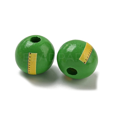 Printed Wood European Beads WOOD-L020-D11-1
