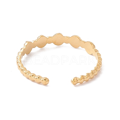 Ion Plating(IP) 304 Stainless Steel Flat Round Open Cuff Ring for Women RJEW-H107-08G-1