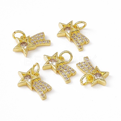 Rack Plating Brass Cubic Zirconia Charms KK-C007-22G-1