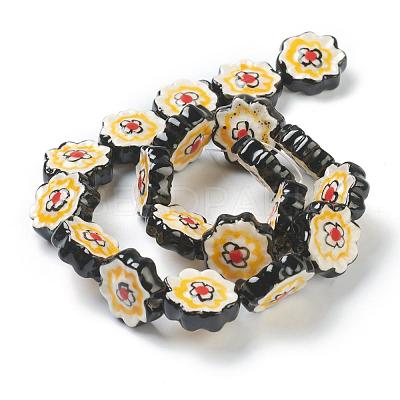 Handmade Porcelain Flower Beads Strands PORC-G006-14B-1