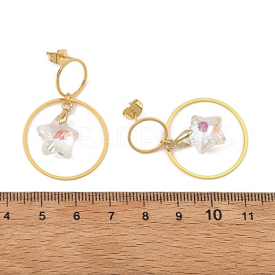Brass Dangle Stud Earring for Women EJEW-JE07353-1