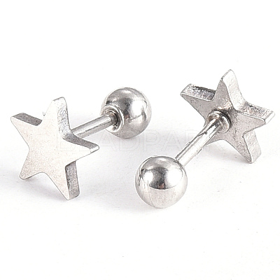 Tarnish Resistant 201 Stainless Steel Barbell Cartilage Earrings LS-EJEW-R147-08-1