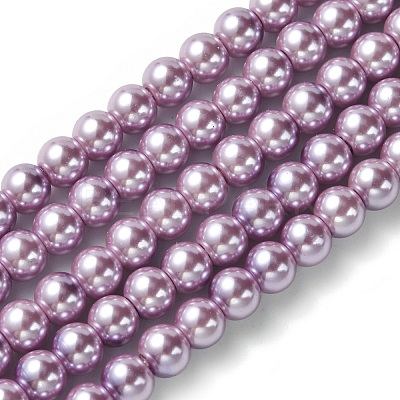 Eco-Friendly Dyed Glass Pearl Beads Strands HY-A008-6mm-RB056-1