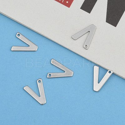 Tarnish Resistant 304 Stainless Steel Letter Charms X-STAS-O072-V-1