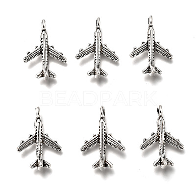 Antique Silver Tibetan Style Passenger Airplane Pendants X-TIBEB-A101638-AS-LF-1