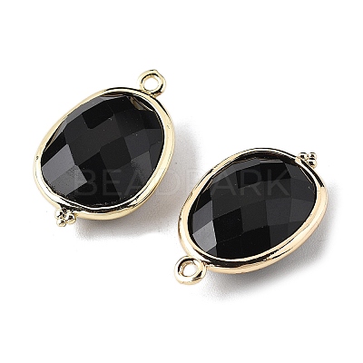 Natural Obsidian Faceted Oval Connector Charms G-H323-02G-06-1