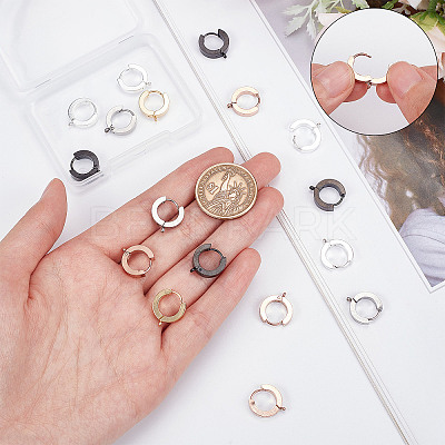 20Pcs 5 Style Stainless Steel Huggie Hoop Earrings Findings STAS-SC0004-51-1