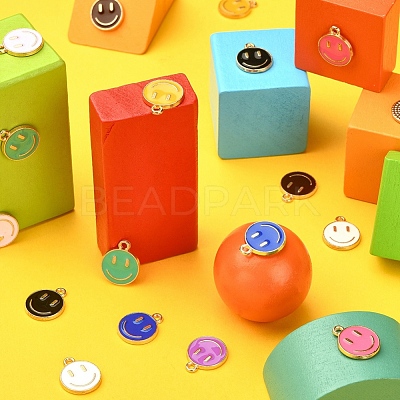 18Pcs 9 Colors Alloy Enamel Charms ENAM-YW0001-97-1