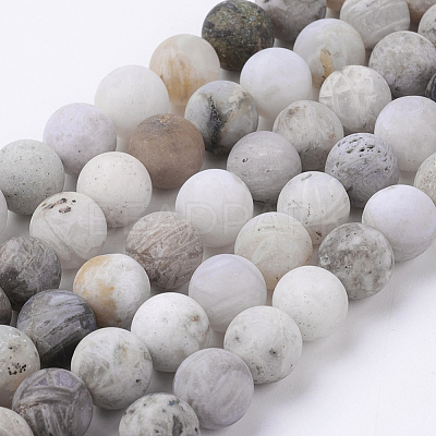 Natural Bamboo Leaf Agate Beads Strands G-J376-13F-10mm-1