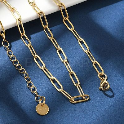 Ion Plating(IP) 304 Stainless Steel Paperclip Chain Necklace NJEW-D045-14G-1