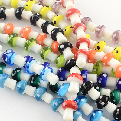 Mushroom Handmade Lampwork Beads Strands LAMP-R116-19-1