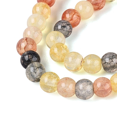Ombre Effect Dyed Crackle Glass Beads Strands GLAA-Q106-01A-B18-1