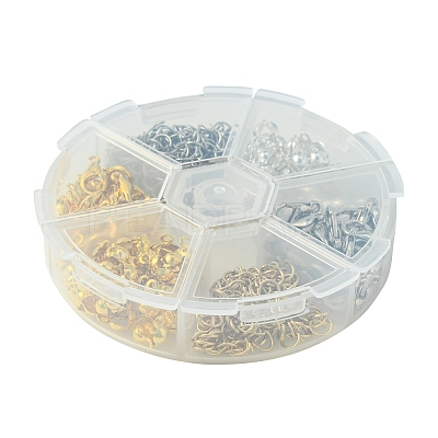 DIY Zinc Alloy Lobster Claw Clasps & 304 Stainless Steel Open Jump Rings & Brass Bead Tips Making Findings Kits DIY-FS0006-92-1