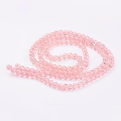 1Strand Salmon Transparent Crackle Glass Round Beads Strands X-CCG-Q001-6mm-03-1