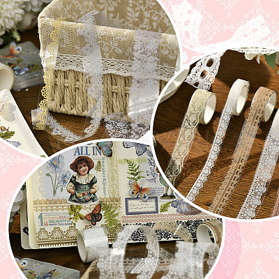 1Bag Lace Patterns PET Floral Decorative Tape Set AJEW-SP0002-74A-1