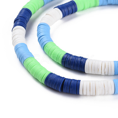 Fixed 4 Color Handmade Polymer Clay Bead Strands CLAY-S096-029G-1