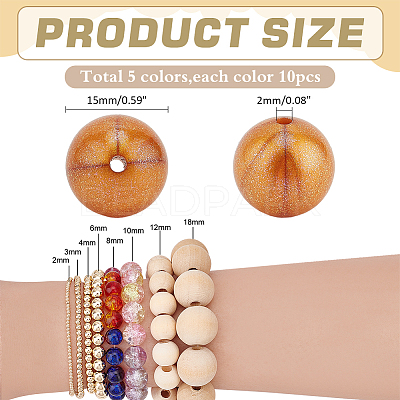 50Pcs 5 Colors Round Food Grade Eco-Friendly Silicone Focal Beads SIL-PH0001-26-1