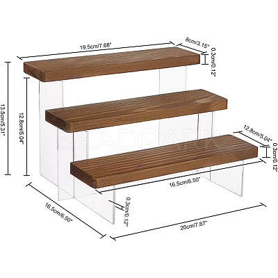 3-Tier Transparent Acrylic Action Figures Display Risers ODIS-WH0002-91-WH-1