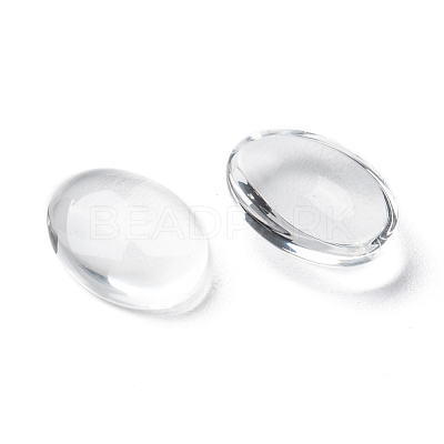 Transparent Oval Glass Cabochons X-GGLA-R022-14x10-1