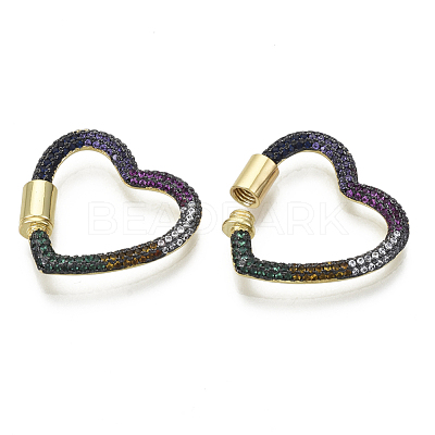 Brass Micro Pave Cubic Zirconia Screw Carabiner Lock Charms ZIRC-N039-016B-NF-1