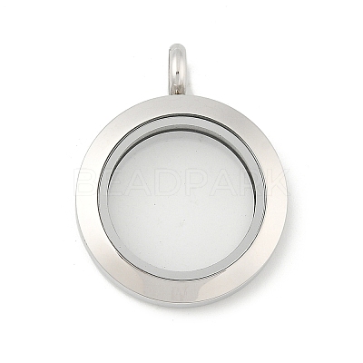 304 Stainless Steel Floating Locket Pendants STAS-E443-41P-03-1