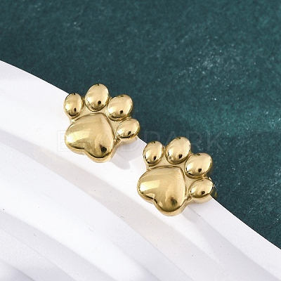 Dog Paw Print 304 Stainless Steel Pendant Necklaces & Bracelets & Stud Earrings Sets for Women SJEW-C004-20G-1
