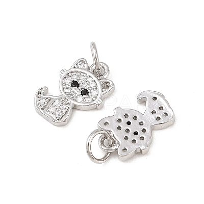 Brass Micro Pave Clear Cubic Zirconia Charms ZIRC-C020-38P-1