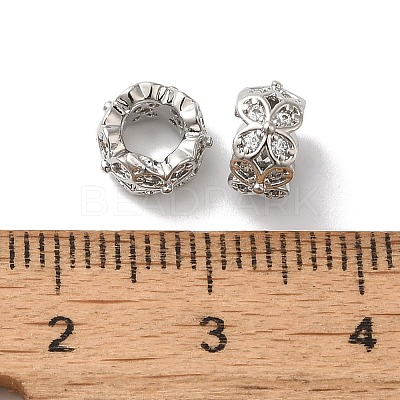Long-Lasting Plated Brass Micro Pave Clear Cubic Zirconia European Beads KK-K381-18A-P-1