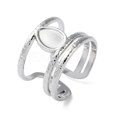 Non-Tarnish 304 Stainless Steel Open Cuff Ring Components STAS-Q308-06P-1