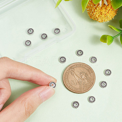 12Pcs Tibetan Style Sterling Silver Spacer Beads STER-BC0001-80-1