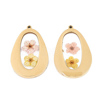 304 Stainless Steel Epoxy Resin Pendants STAS-T072-20-1