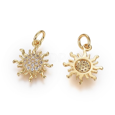 Brass Micro Pave Cubic Zirconia Pendants X-ZIRC-G166-20G-1