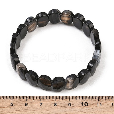 Dyed & Heated Natural Agate Oval Beaded Stretch Bracelet G-E010-01-26-1