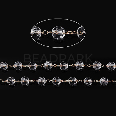 Handmade Glass Faceted Round Beaded Chains CHC-ZX005-05G-1