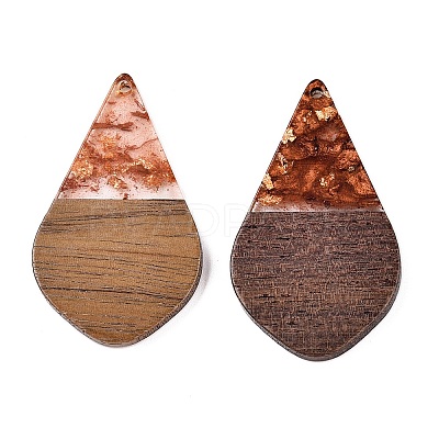 Transparent Resin and Walnut Wood Pendants RESI-T057-06C-1