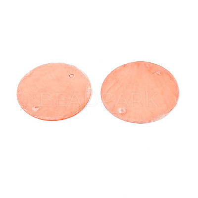 Spray Painted Natural Capiz Shell Disc Links Connector Charms SSHEL-T017-32G-1