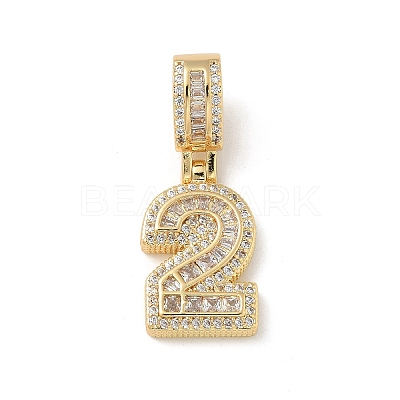 Brass Clear Cubic Zirconia European Dangle Charms KK-R003-01G-02-1