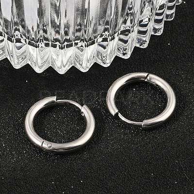 202 Stainless Steel Huggie Hoop Earrings EJEW-F111A-16mm-P-1