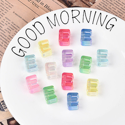 UV Plating Transparent Acrylic European Beads OACR-M027-02E-1