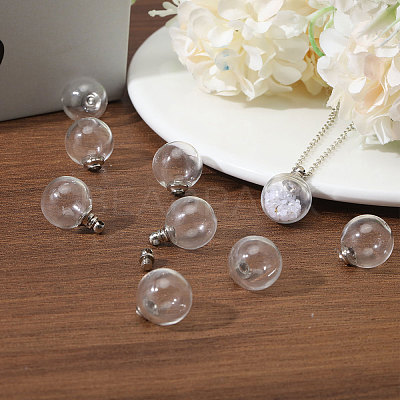10Pcs Screwable Alloy Transparent Glass Pendants GLAA-CA0001-61-1